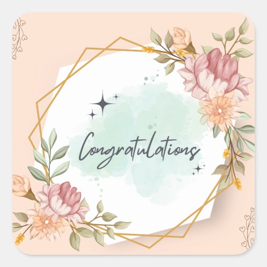 Herzlichen Glückwunsch Quadratischer Aufkleber (Vorderseite)