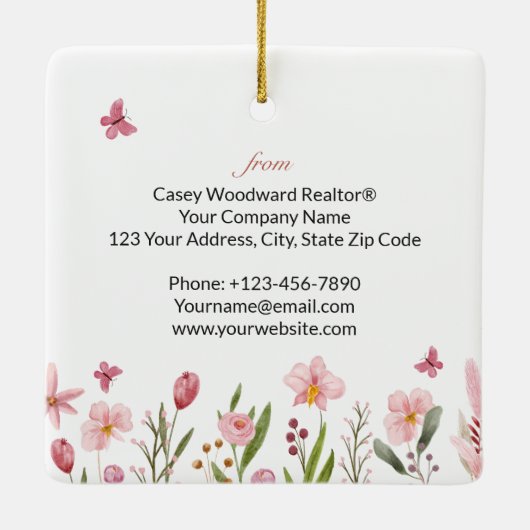 Herzlichen Glückwunsch Realtor Personalisiert Pink Keramikornament (Rückseite)