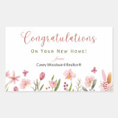 Herzlichen Glückwunsch Realtor Personalisiert Pink Rechteckiger Aufkleber (Vorderseite)