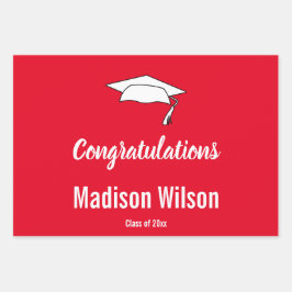 Herzlichen Glückwunsch Red & White Grad Graduierun Geschenkpapier Set