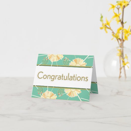 Herzlichen Glückwunsch - Retro Art Déco Parfümerie Karte (Gelbe Blume)