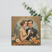 Herzlichen Glückwunsch Retro Liebe Paar Feiertagskarte (Stehend Vorderseite)