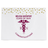 Herzlichen Glückwunsch RN Nurse Graduate Red Caduc Große Geschenktüte (Vorderseite)