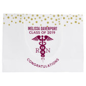 Herzlichen Glückwunsch RN Nurse Graduate Red Caduc Große Geschenktüte (Rückseite)