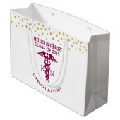 Herzlichen Glückwunsch RN Nurse Graduate Red Caduc Große Geschenktüte (Rückseite Schrägansicht)