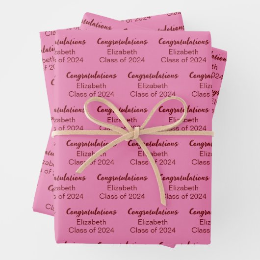 Herzlichen Glückwunsch Rosa dunkle rote Klasse von Geschenkpapier Set (Beispiel)