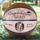 Herzlichen Glückwunsch Rosa Ornament Abschluss Fot Basketball