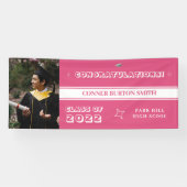 Herzlichen Glückwunsch Rosa und Weiße Monogramm Banner (Horizontal)