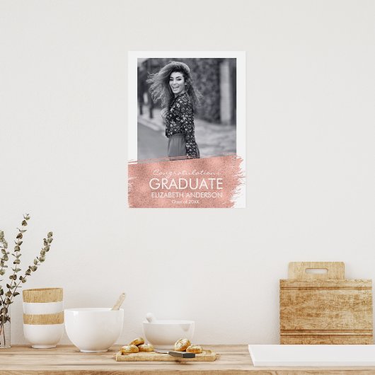 Herzlichen Glückwunsch Rose Gold Foto Abschluss Si Poster (Küche)