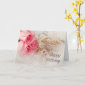 Herzlichen Glückwunsch Rose und Perlen zum Geburts Karte (Gelbe Blume)