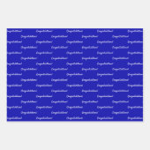 Herzlichen Glückwunsch Royblau weiß Geschenkpapier Set (Vorderseite)