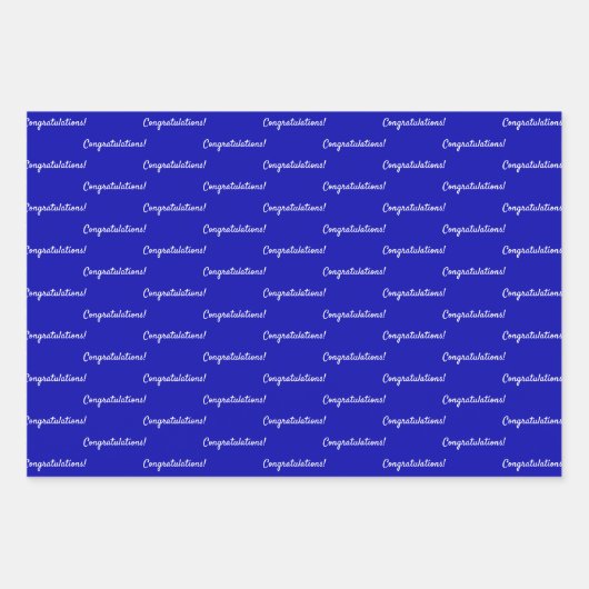 Herzlichen Glückwunsch Royblau weiß Geschenkpapier Set (Vorderseite)