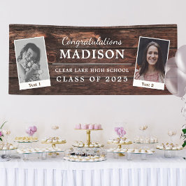 Herzlichen Glückwunsch Rustic Wood Abschluss 2 - F Banner