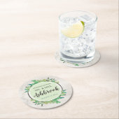 Herzlichen Glückwunsch Rustic Wood & Eukalyptus Bo Runder Pappuntersetzer (Vor Ort)