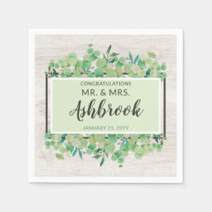 Herzlichen Glückwunsch Rustic Wood & Eukalyptus Bo Serviette