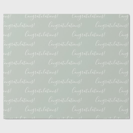 Herzlichen Glückwunsch Sage Green Elegant Geschenkpapier (Flach)