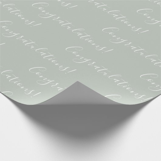 Herzlichen Glückwunsch Sage Green Elegant Geschenkpapier (Ecke)