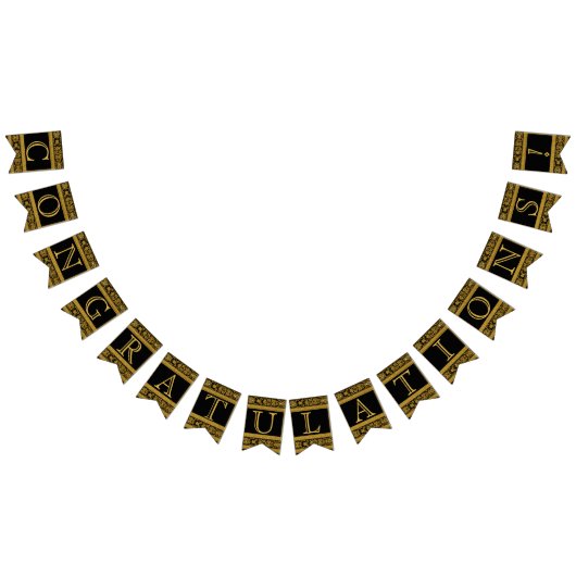 Herzlichen Glückwunsch - Schwarz und Gold Wimpelkette (Alle)