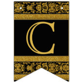 Herzlichen Glückwunsch - Schwarz und Gold Wimpelkette (Erste Fahne)