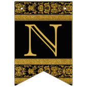 Herzlichen Glückwunsch - Schwarz und Gold Wimpelkette (Dritte Fahne)