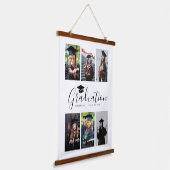 Herzlichen Glückwunsch Schwarz-weiß Abschluss 6 Fo Wandteppich Mit Holzrahmen (Gewinkelt)