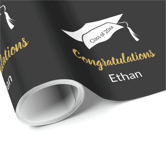 Herzlichen Glückwunsch Schwarz-Weiß-AbsolventInnen Geschenkpapier (Rolleneckpunkt)