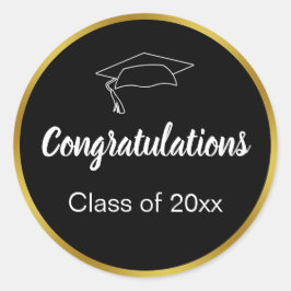 Herzlichen Glückwunsch Schwarz-weiß Gold Class Abs Runder Aufkleber