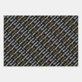 Herzlichen Glückwunsch Schwarz-weiß Goldname Class Geschenkpapier Set (Vorderseite 3)