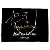 Herzlichen Glückwunsch Schwarz-weiß und Gold Absch Große Geschenktüte (Rückseite)