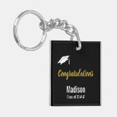 Herzlichen Glückwunsch Schwarz-weiß und Gold Absch Schlüsselanhänger (Vorderseite links)