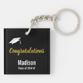 Herzlichen Glückwunsch Schwarz-weiß und Gold Absch Schlüsselanhänger (Rückseite)