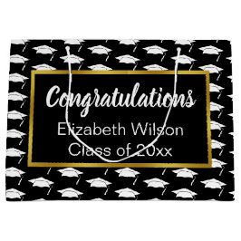 Herzlichen Glückwunsch Schwarz-weiße Goldklasse 20 Große Geschenktüte