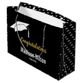 Herzlichen Glückwunsch Schwarz-weißen und Imitate Große Geschenktüte (Rückseite Schrägansicht)