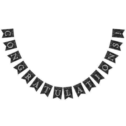 Herzlichen Glückwunsch - Schwarzer Marmor Wimpelkette (Alle)
