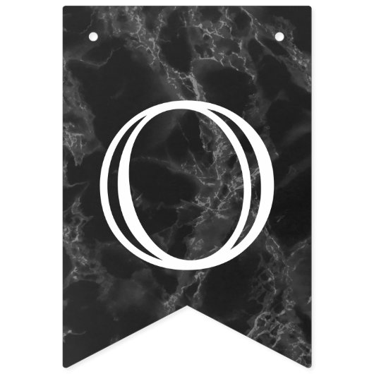 Herzlichen Glückwunsch - Schwarzer Marmor Wimpelkette (Zweite Fahne)