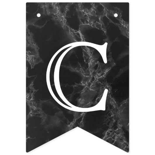 Herzlichen Glückwunsch - Schwarzer Marmor Wimpelkette (Erste Fahne)