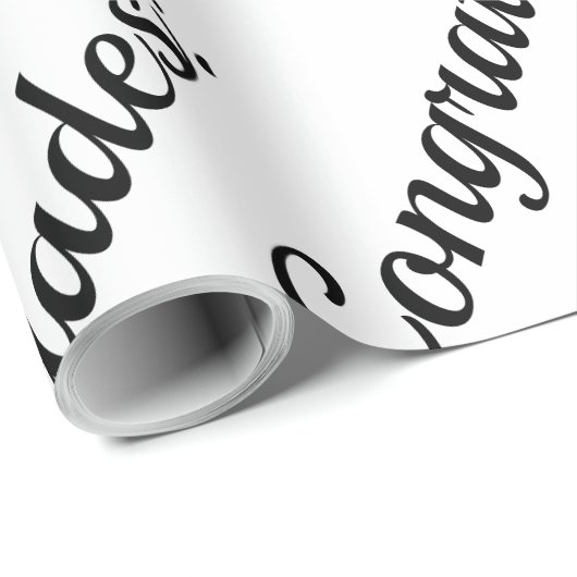 Herzlichen Glückwunsch Schwarzweiß-Text Geschenkpapier (Rolleneckpunkt)