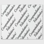 Herzlichen Glückwunsch Schwarzweiß-Text Geschenkpapier (Flach)