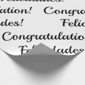 Herzlichen Glückwunsch Schwarzweiß-Text Geschenkpapier (Ecke)