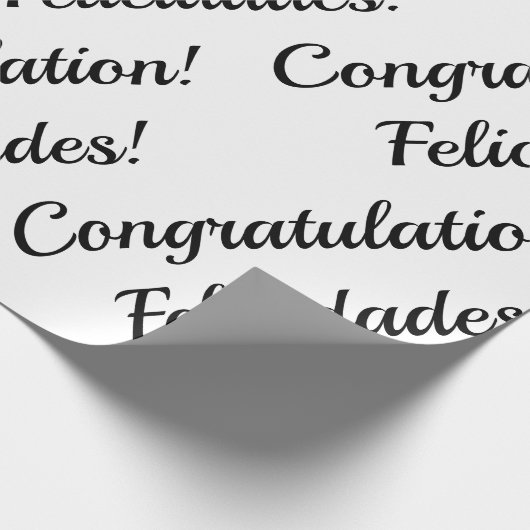 Herzlichen Glückwunsch Schwarzweiß-Text Geschenkpapier (Ecke)