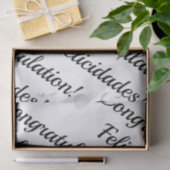 Herzlichen Glückwunsch Schwarzweiß-Text Seidenpapier (Geschenk)