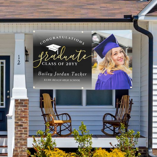 Herzlichen Glückwunsch Script Black Gold Foto Absc Banner