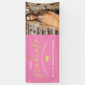 Herzlichen Glückwunsch Script Pink Gold Foto Absch Banner (Vertikal)