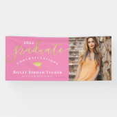 Herzlichen Glückwunsch Script Pink Gold Foto Absch Banner (Horizontal)