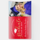 Herzlichen Glückwunsch Script Red Gold Foto Abschl Banner (Vertikal)