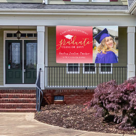 Herzlichen Glückwunsch Script Red Gold Foto Abschl Banner