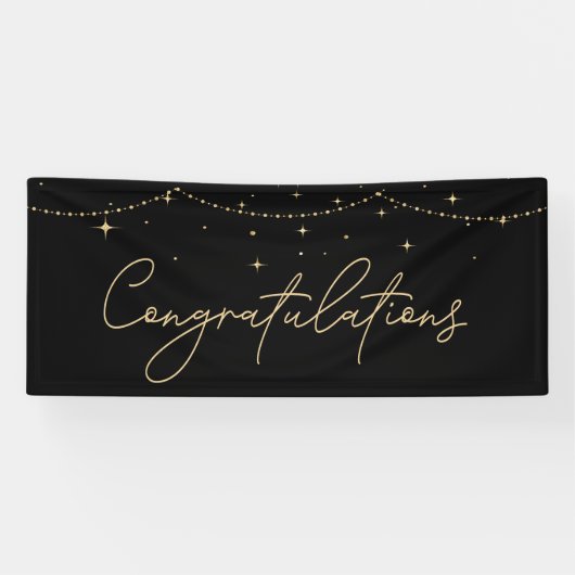 Herzlichen Glückwunsch Simple Black Gold Elegant Banner (Horizontal)