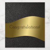 Herzlichen Glückwunsch! Sleek Gold Band auf schwar Weinetikett (Einzelnes Label)