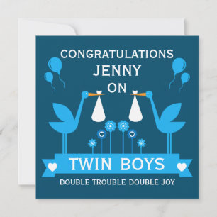 Herzlichen Glückwunsch Stalk Delivery Twin Boy Karte