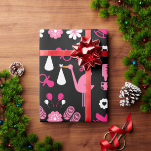 Herzlichen Glückwunsch Stalk Delivery Twin Girls Geschenkpapier